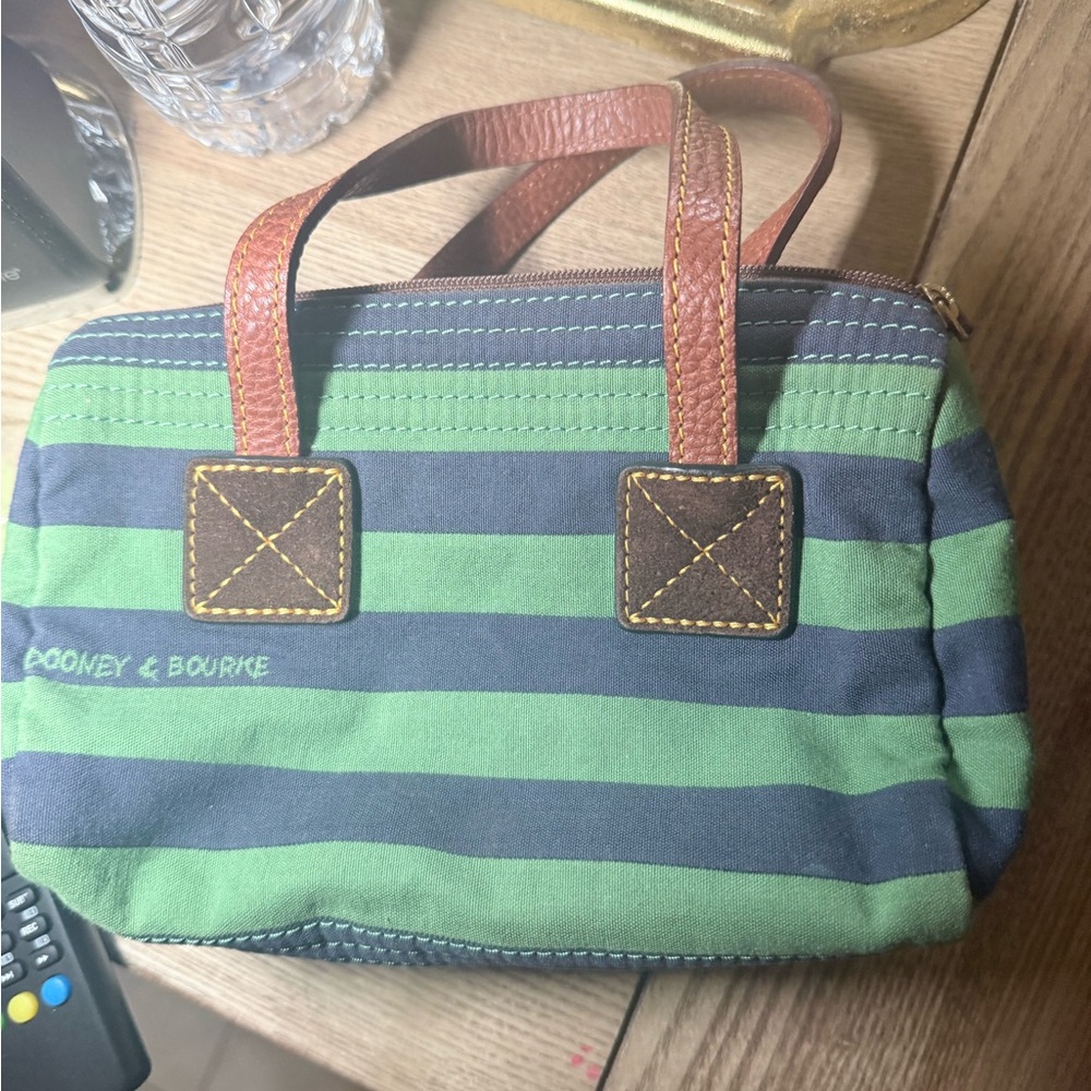 Dooney & Bourke Green and Blue Striped Mini Bag